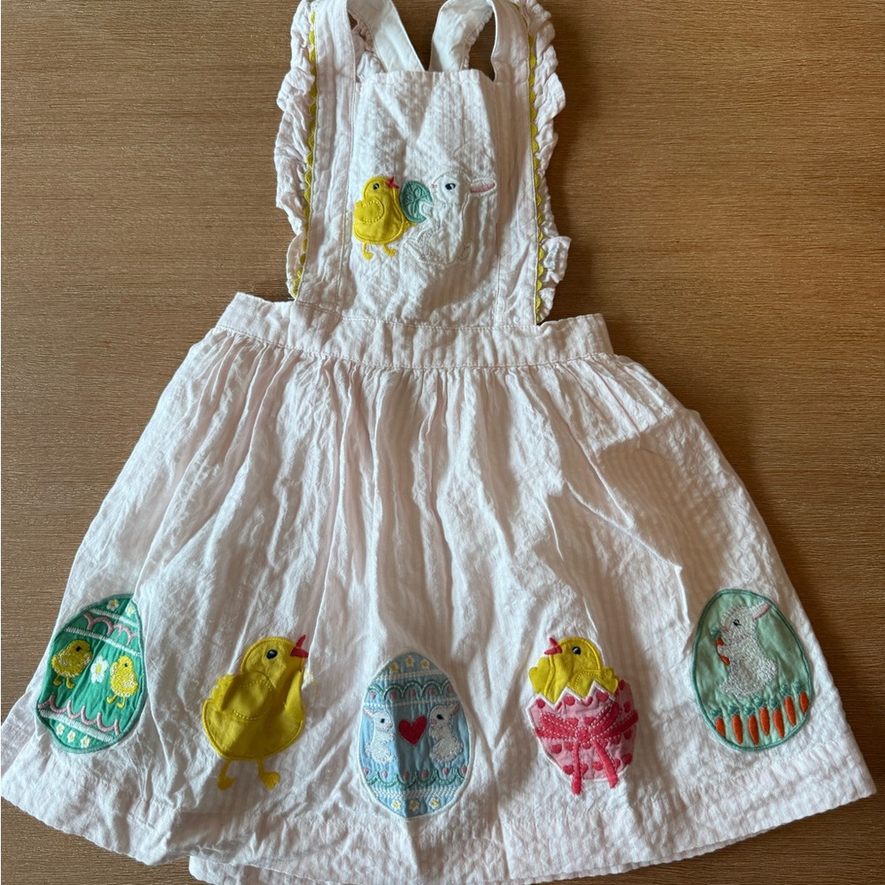 Mini Boden Pink Dress with Colorful Chick and Egg Appliques